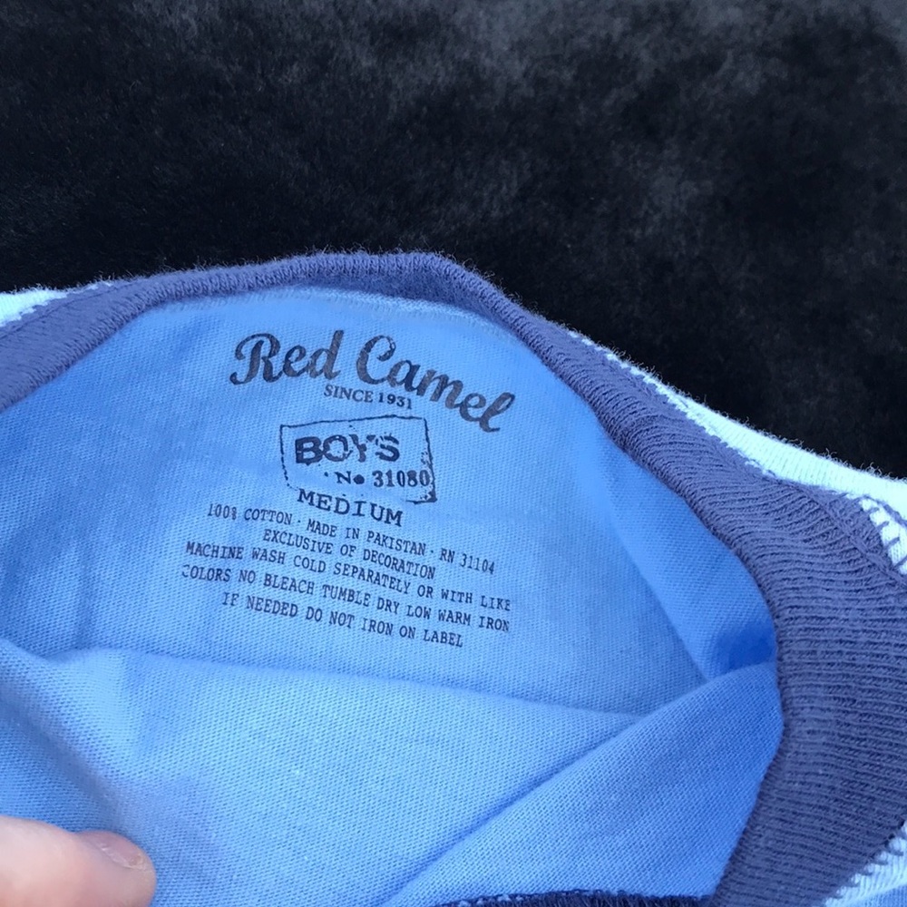 NWT Red Camel Solid Blue Short Sleeves Tee Dark Blue Trim Boys No 31080 Medium M